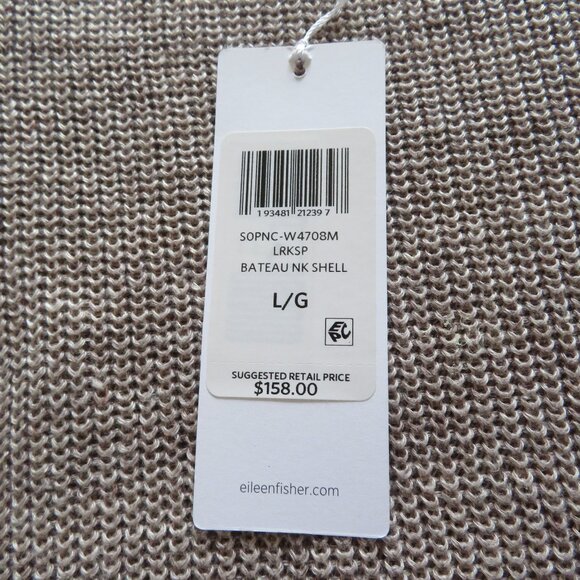 Eileen Fisher Organic Linen Melange Boat Neck Top - Tan - Size Large - NWT - Picture 9 of 13